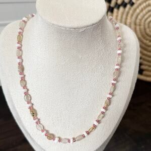 Second Bloom Studio Rose Quartz Opal Necklace 17" + Extender Pink Gold Artisan
